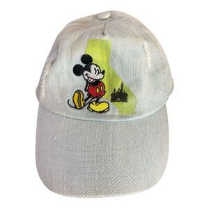 Disneyland Resort Mickey Mouse & Florida Baseball Cap Light Blue Jean Distressed